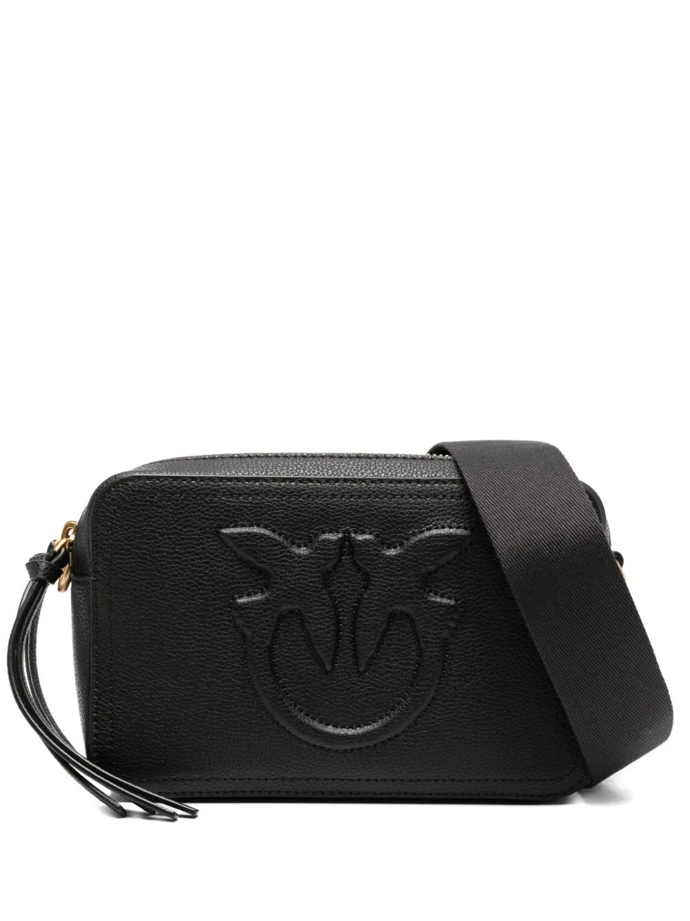PINKO Carrie embossed-logo calf-leather cross-body bag Zwart