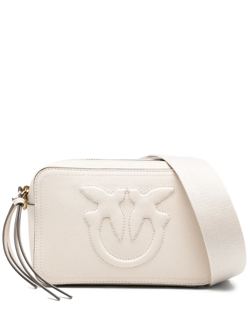 embossed-logo calf leather cross-body bag