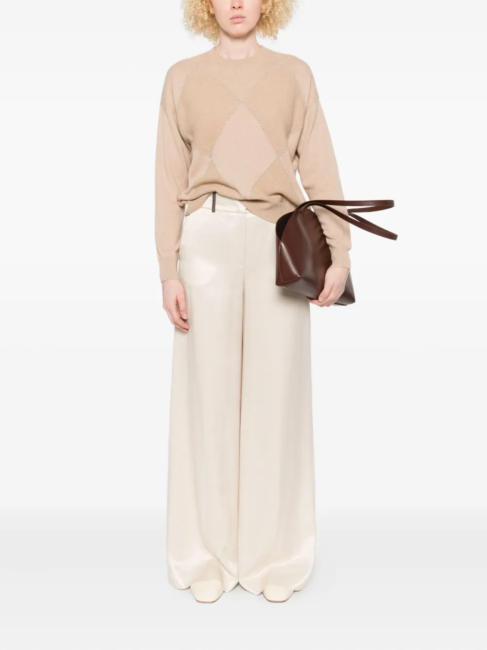 Peserico Broek met wijde pijpen - Beige