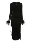 PINKO feather-trim midi dress - Black