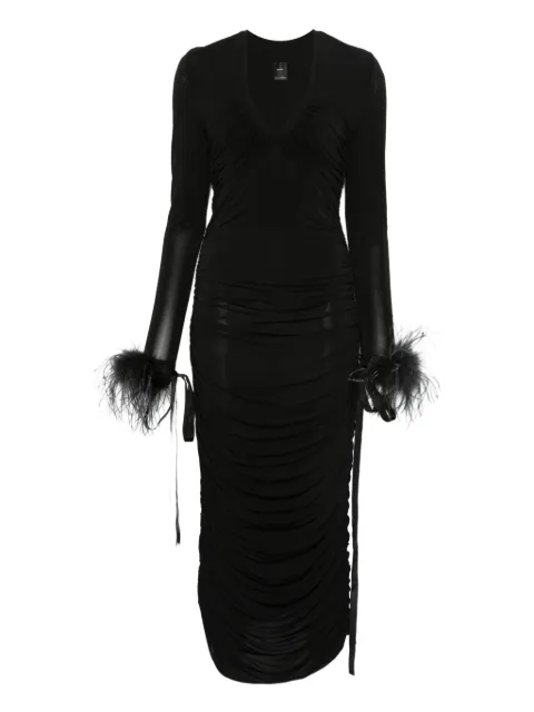 PINKO feather-trim midi dress