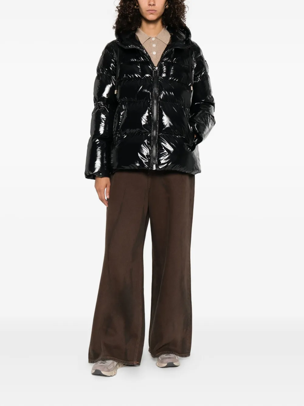 PINKO Donsjack met capuchon Zwart