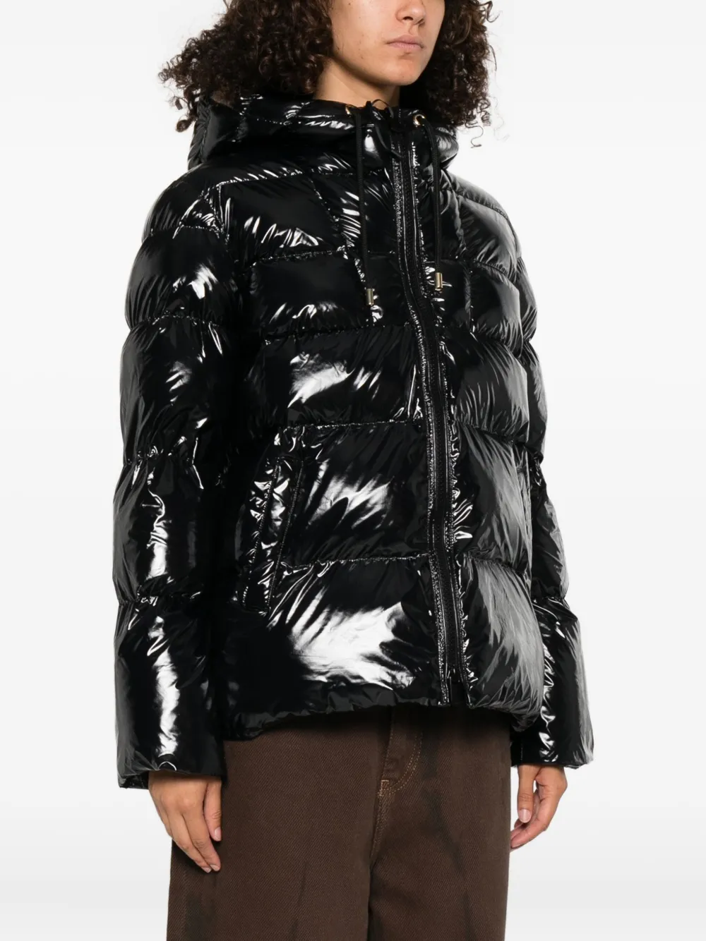 PINKO Donsjack met capuchon Zwart