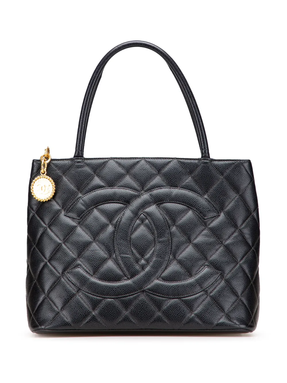 CHANEL Pre-Owned 2002-2003 Caviar Medallion tote bag - ブラック CHANEL Pre-Owned 2002-2003 Caviar Medallion tote bag - ブラック