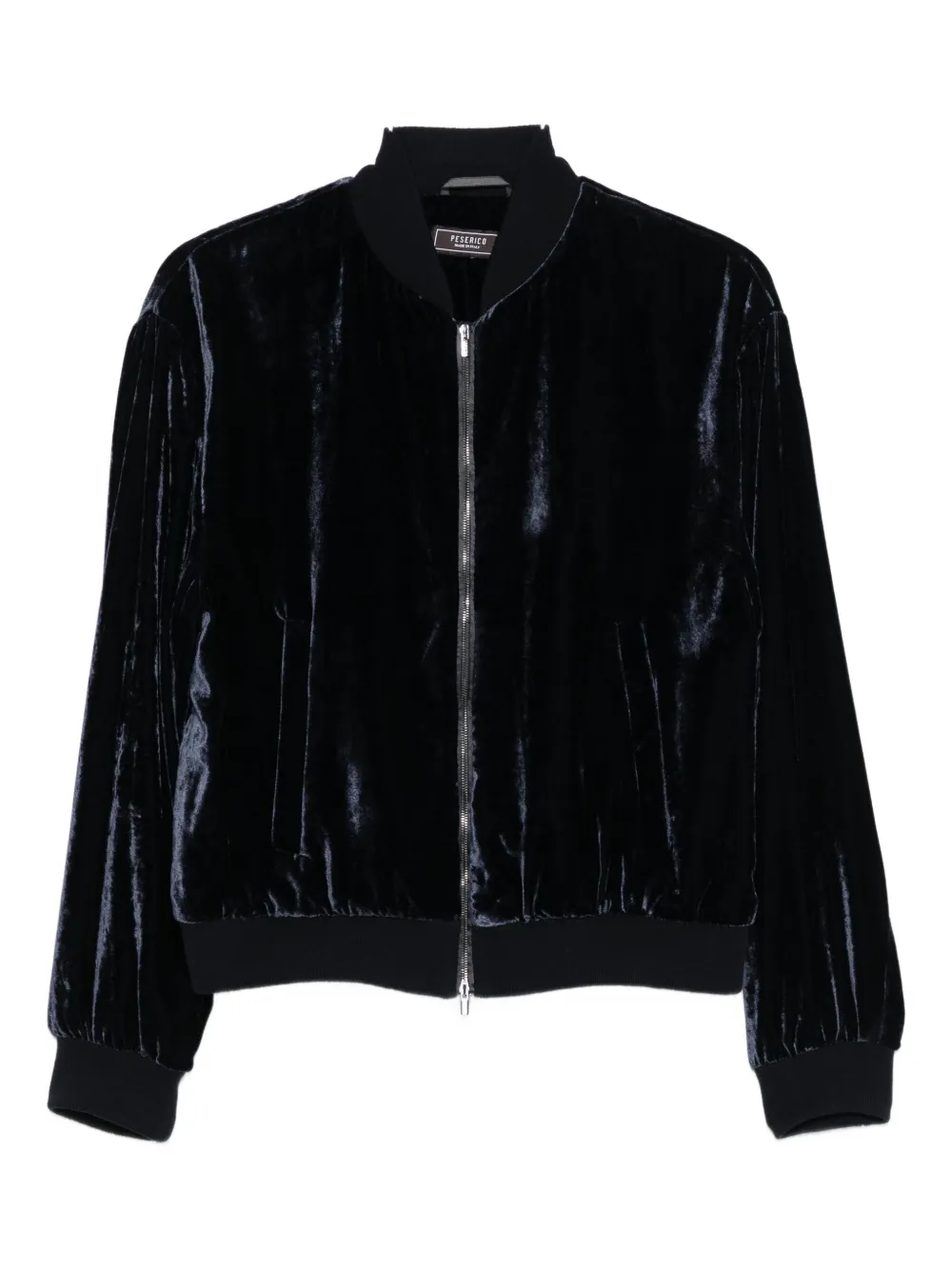 Peserico Velvet Zip-front Jacket In Black