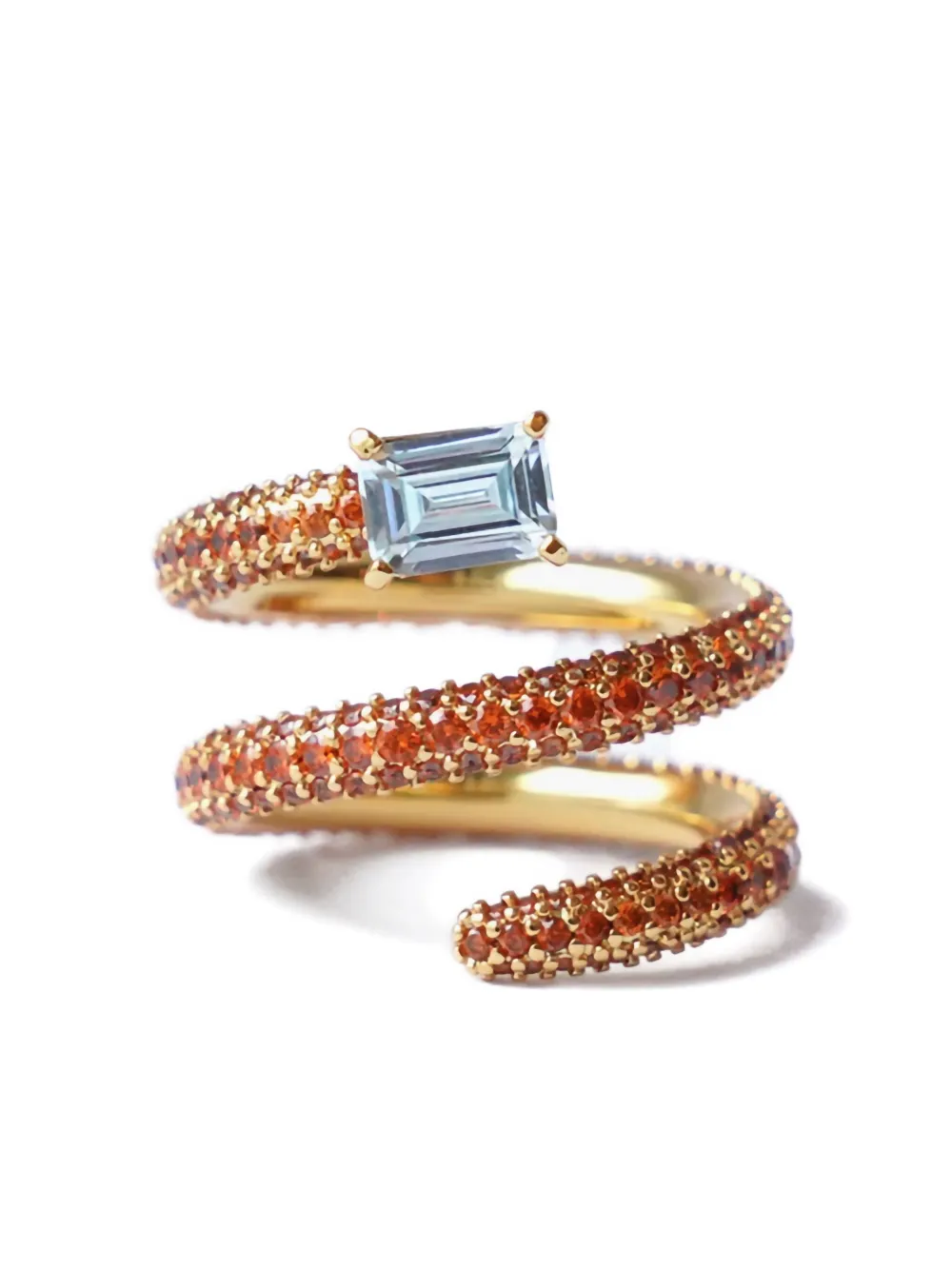 Izabel Display Ultra Twist spiral turquoise gemstone ring | Orange | Image 1