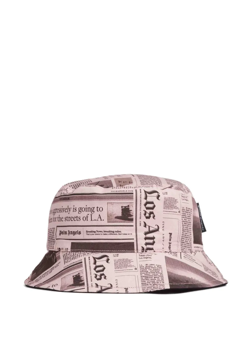 Palm Angels Vissershoed met krantenprint 1030 BLACK-PINK