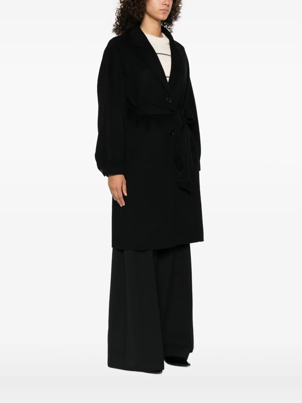 TWINSET Jas met revers en ceintuur Zwart