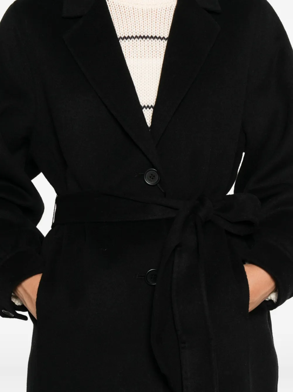 TWINSET Jas met revers en ceintuur Zwart
