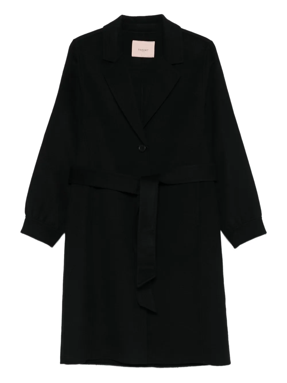 TWINSET Jas met revers en ceintuur Zwart