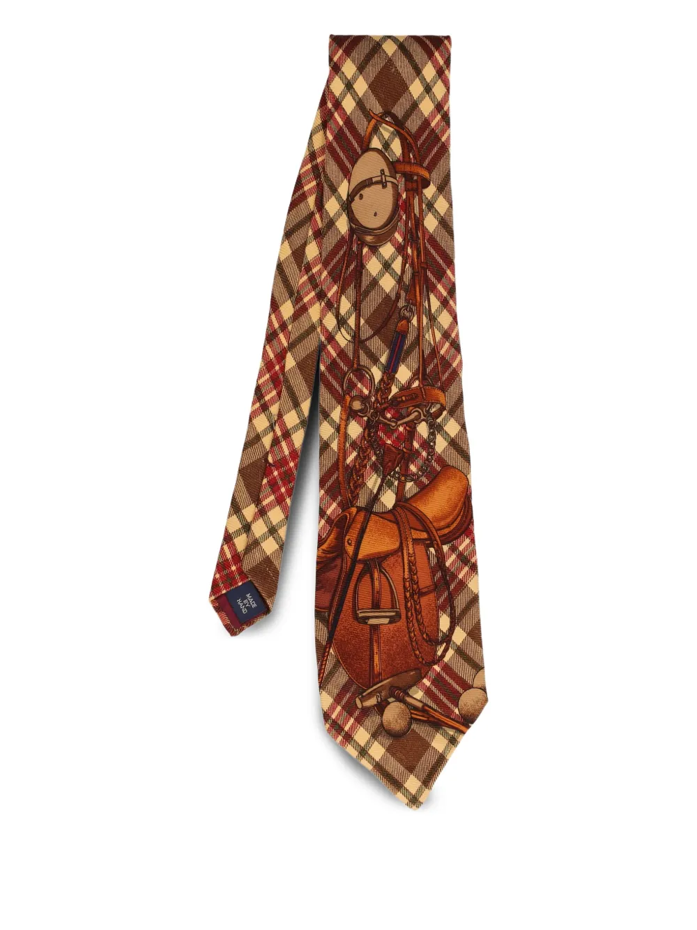 Polo Ralph Lauren pre-owned equestrian-print plaid tie | Brown | Image 1
