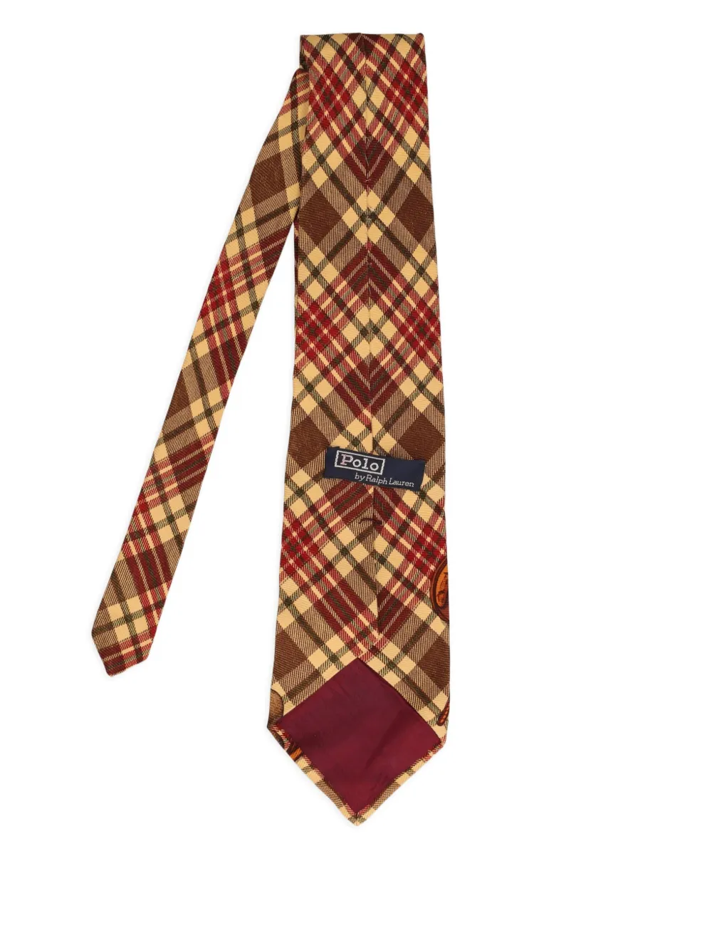 Pre-owned Polo Ralph Lauren  Equestrian-print Plaid Tie In Brown