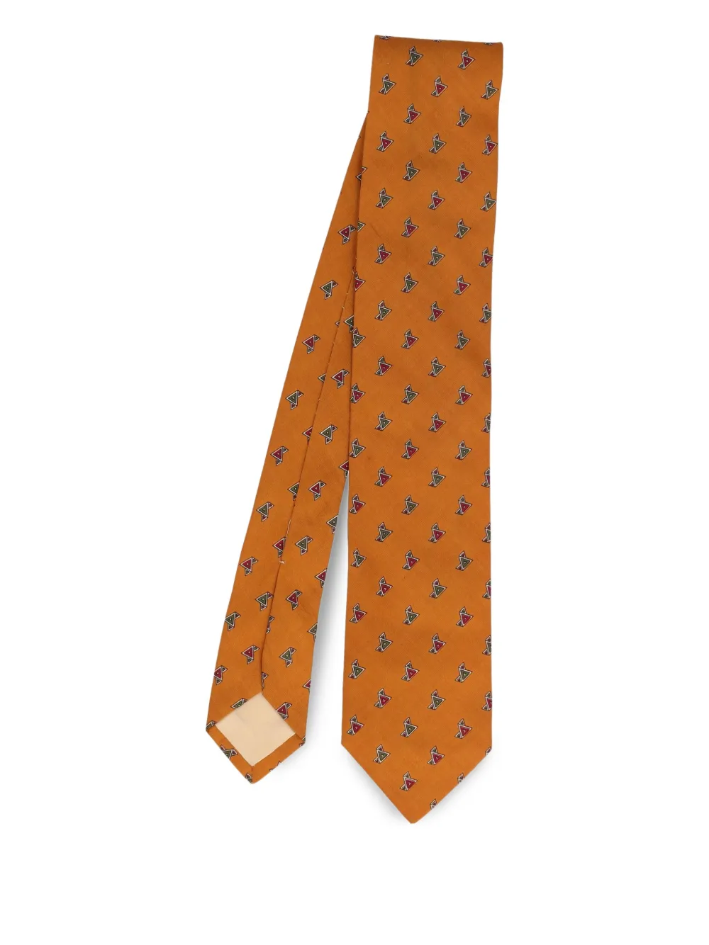 Giorgio Armani Pre-Owned triangle-print silk tie | Orange | Image 1