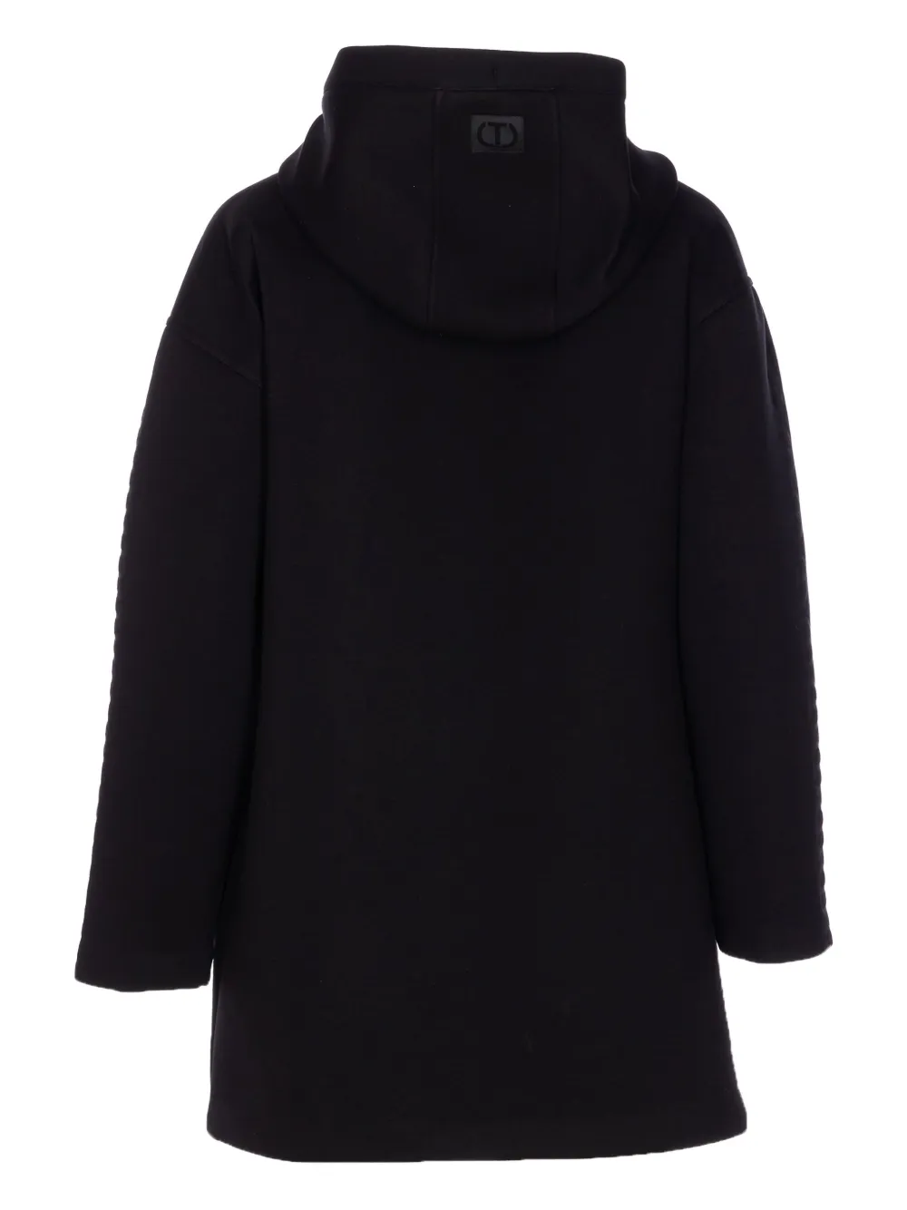 TWINSET hooded logo-sleeve coat Zwart