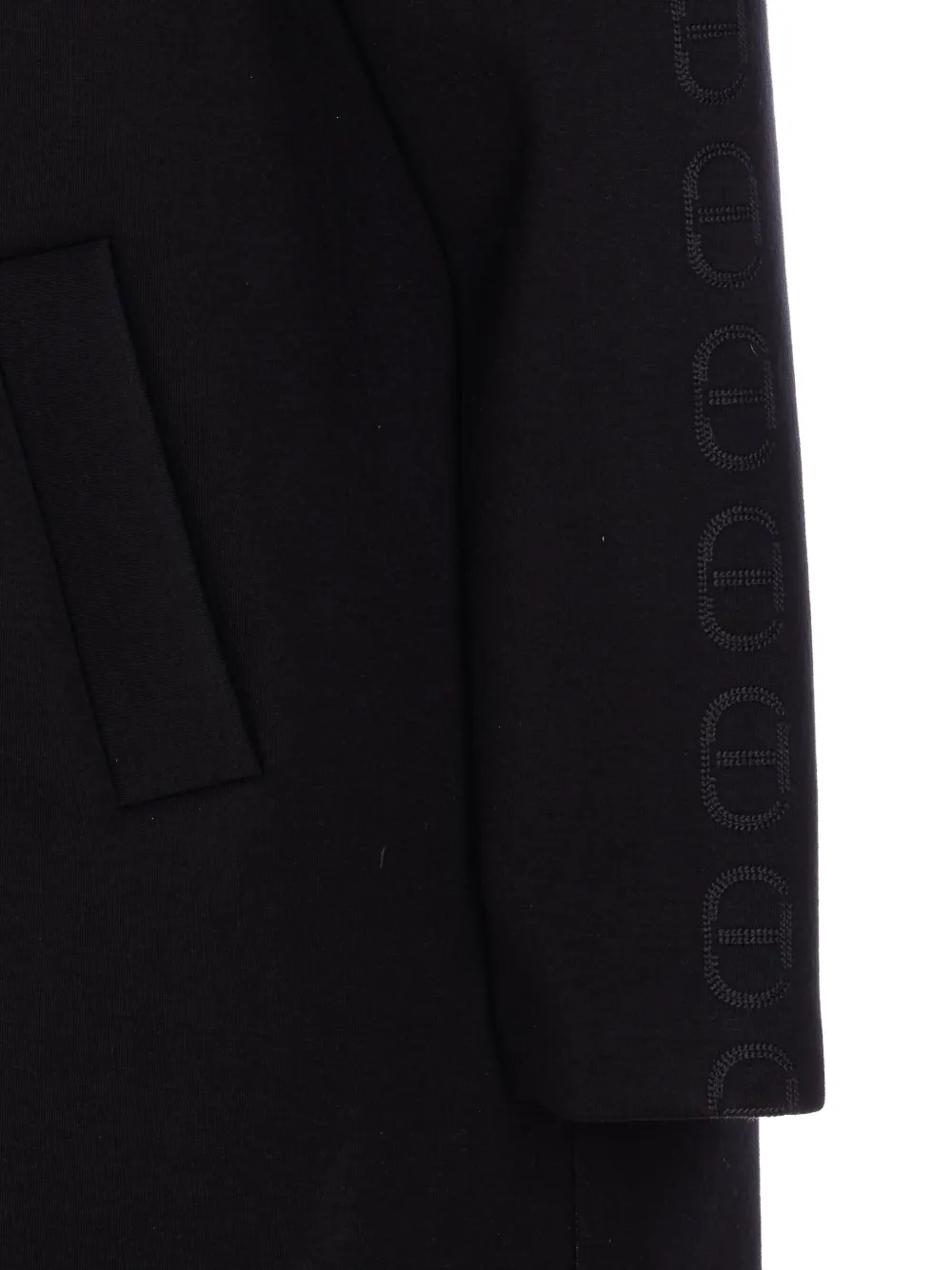 TWINSET hooded logo-sleeve coat Zwart