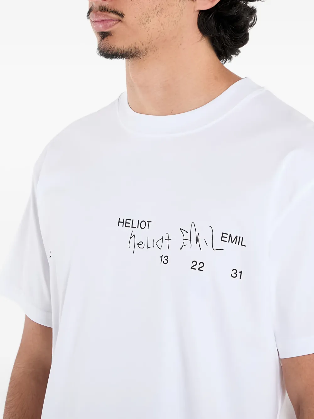 HELIOT EMIL Fulgens signature-print T-shirt Wit