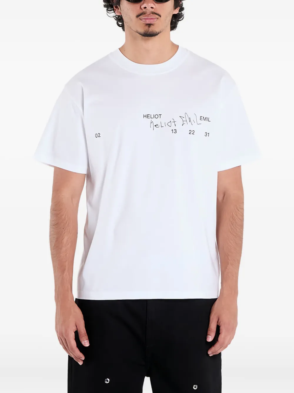 Heliot Emil Fulgens Signature-print T-shirt In White