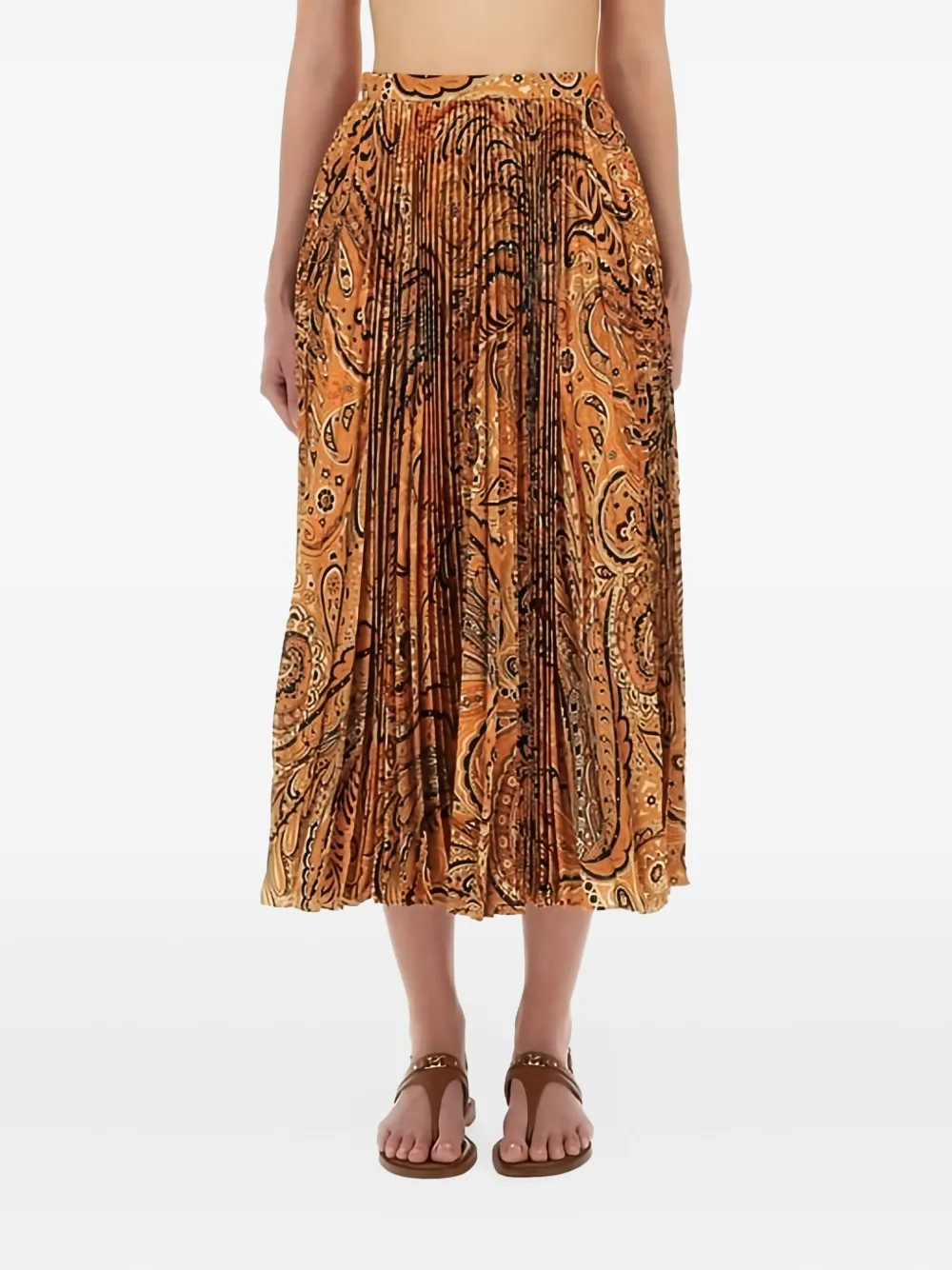 Etro Midi Paisley-print Pleated Skirt In Multi
