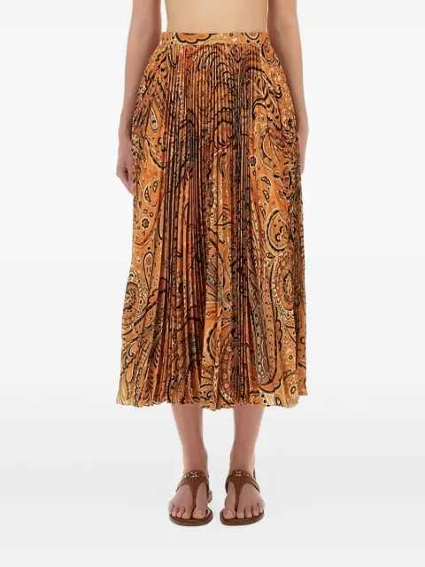 ETRO paisley-print pleated midi skirt