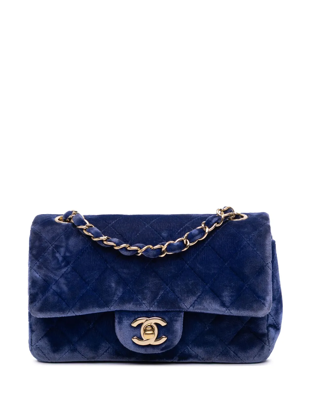 CHANEL Pre-Owned 2015-2016 ミニ レクタンギュラー クラシック ベルベット シングル フラップ ショルダーバッグ CHANEL Pre-Owned 2015-2016 ミニ レクタンギュラー クラシック ベルベット シングル フラップ ショルダーバッグ
