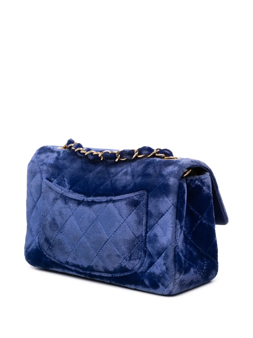 Pre-owned Chanel 2015-2016 Mini Rectangular Classic Velvet Single Flap Crossbody Bag