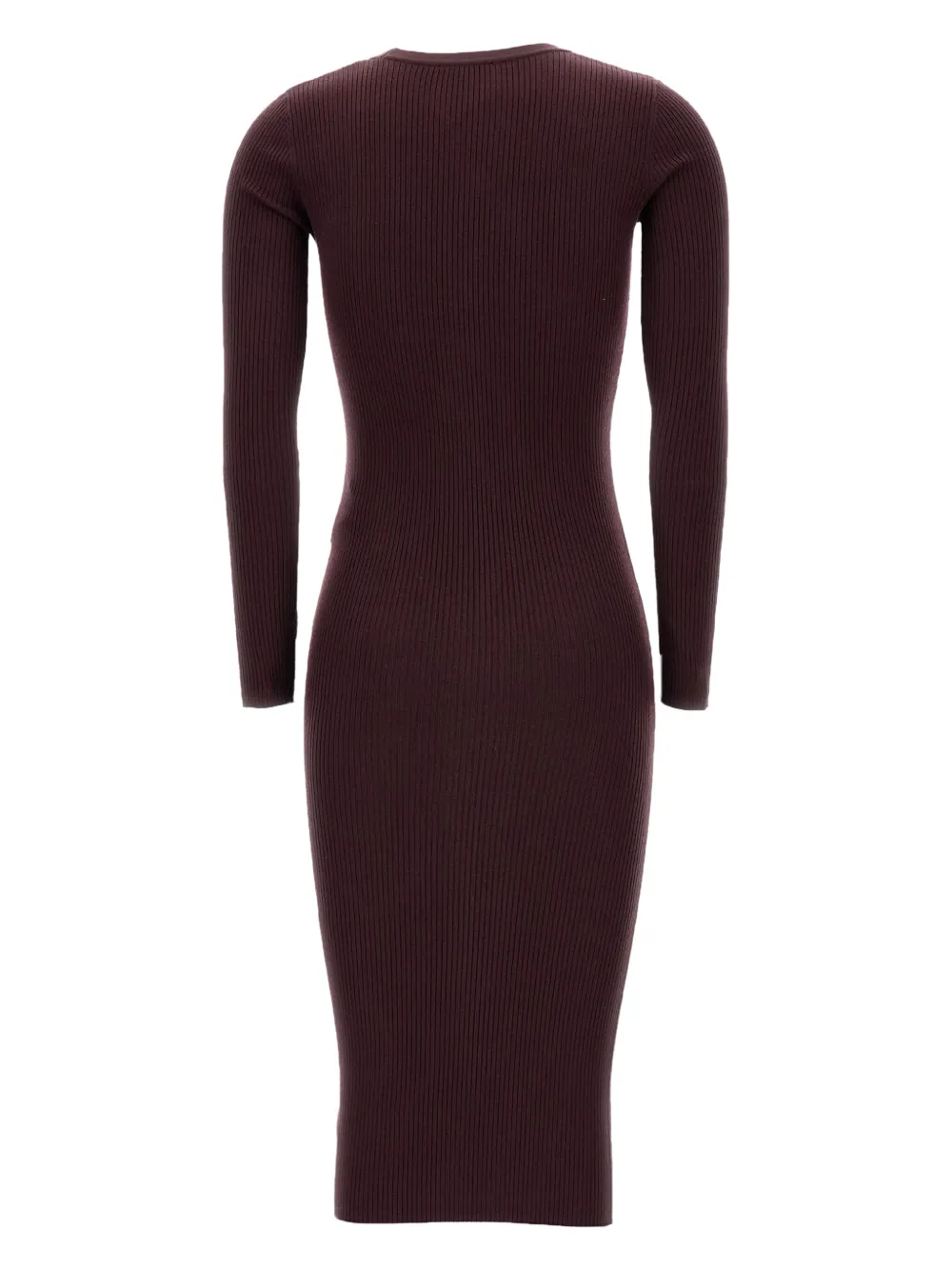 Elisabetta Franchi ribbed V-neck buttoned-up dress Rood