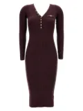 Elisabetta Franchi ribbed V-neck buttoned-up dress - Red