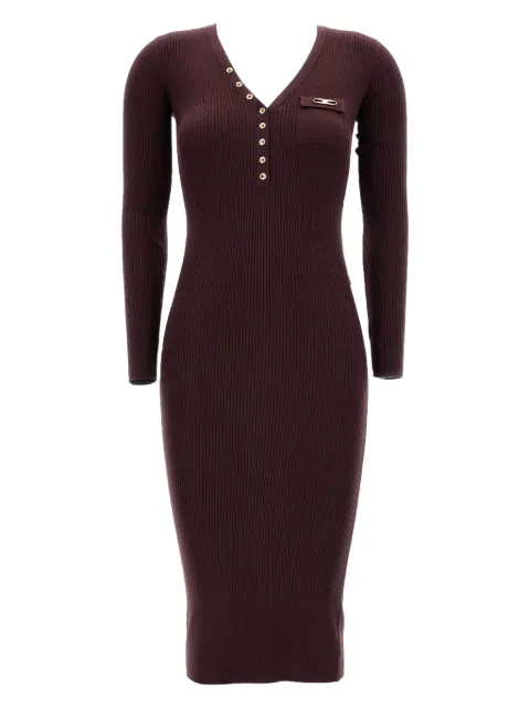Elisabetta Franchi ribbed V-neck buttoned-up dress
