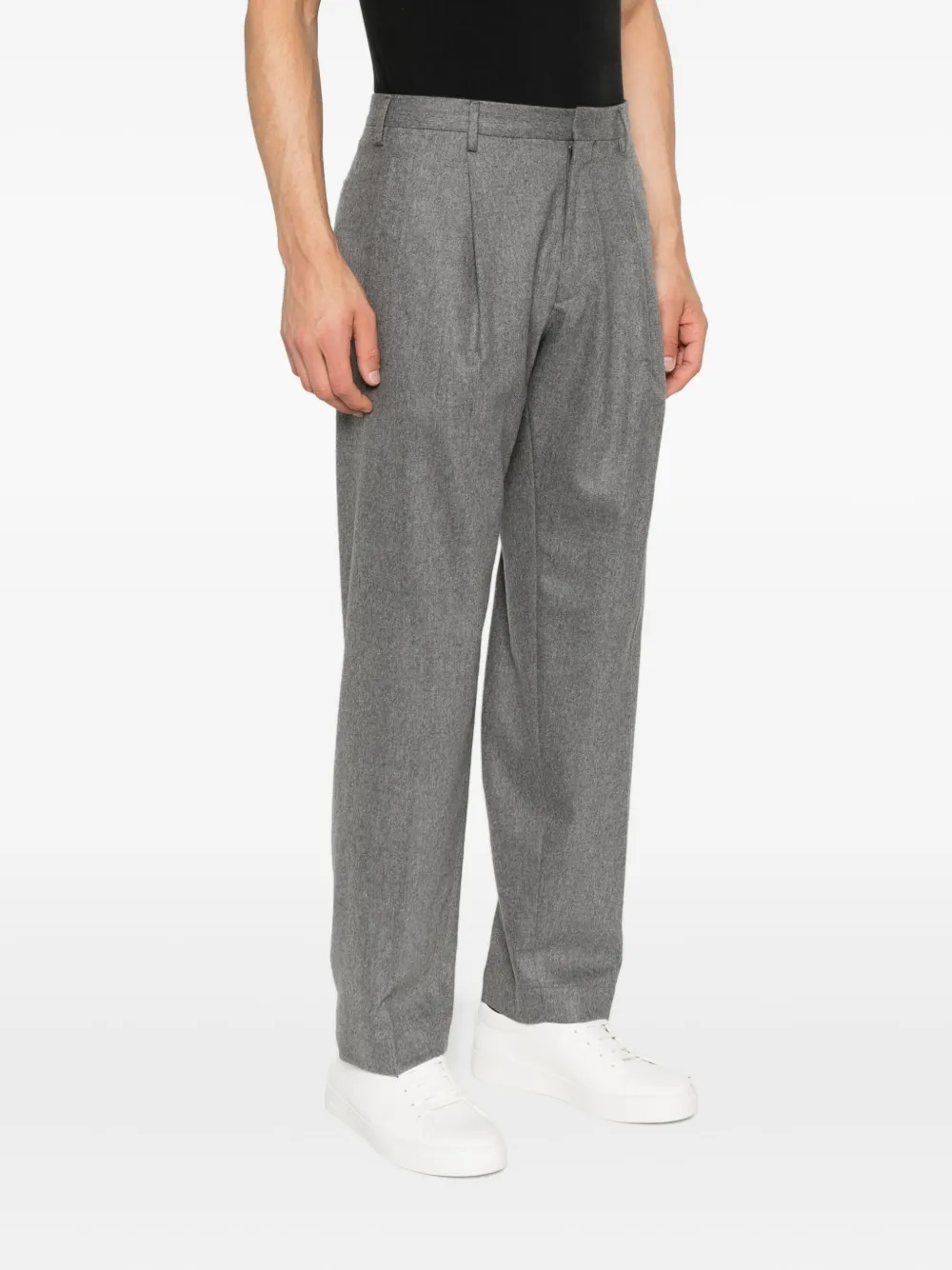Incotex Straight broek van wolblend Grijs