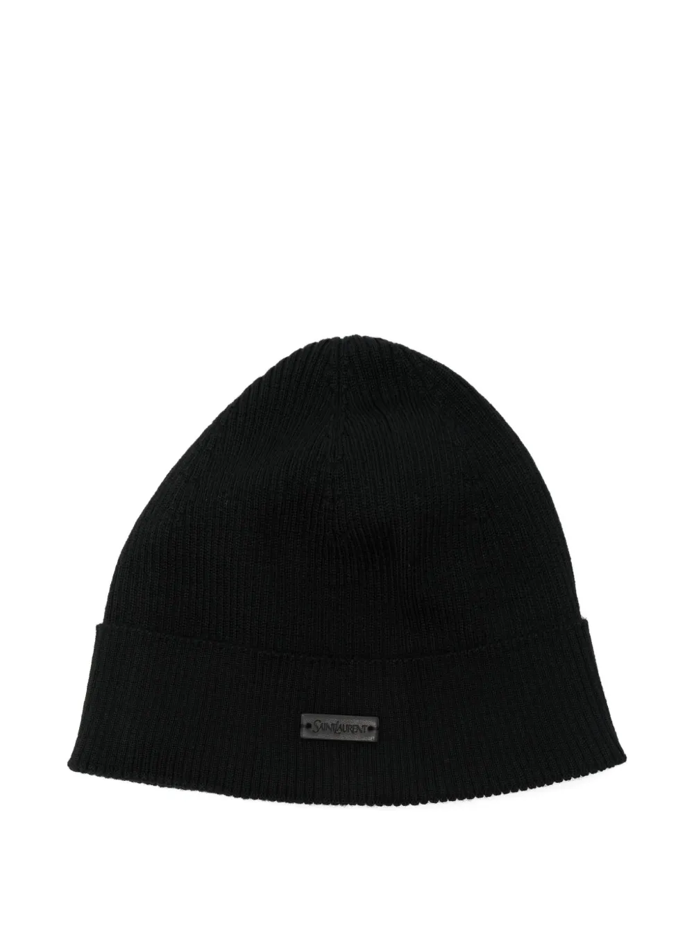 Saint Laurent Logo-appliqué Beanie In Black