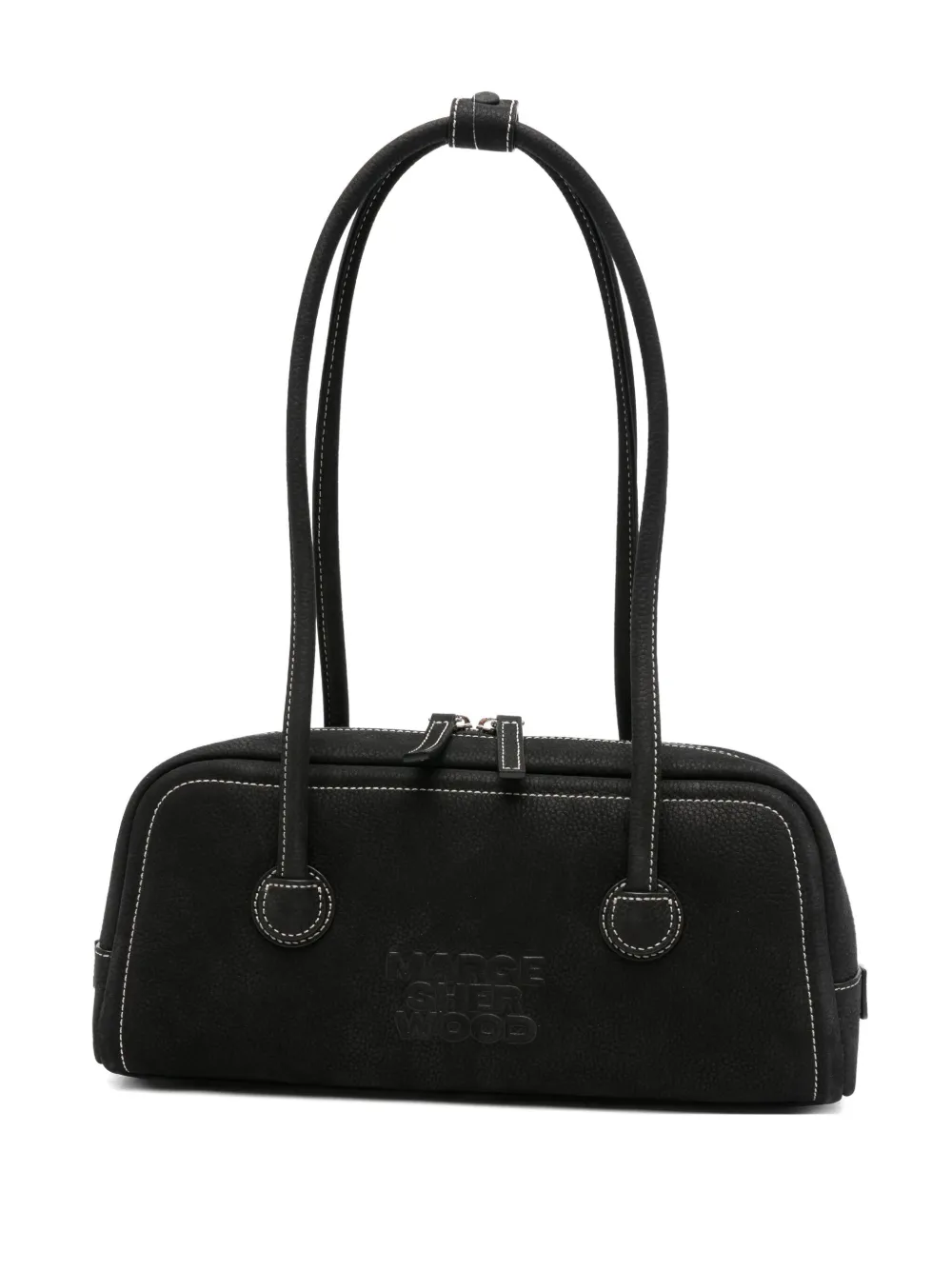 Margesherwood Embossed-logo Top-handle Tote Bag In Black