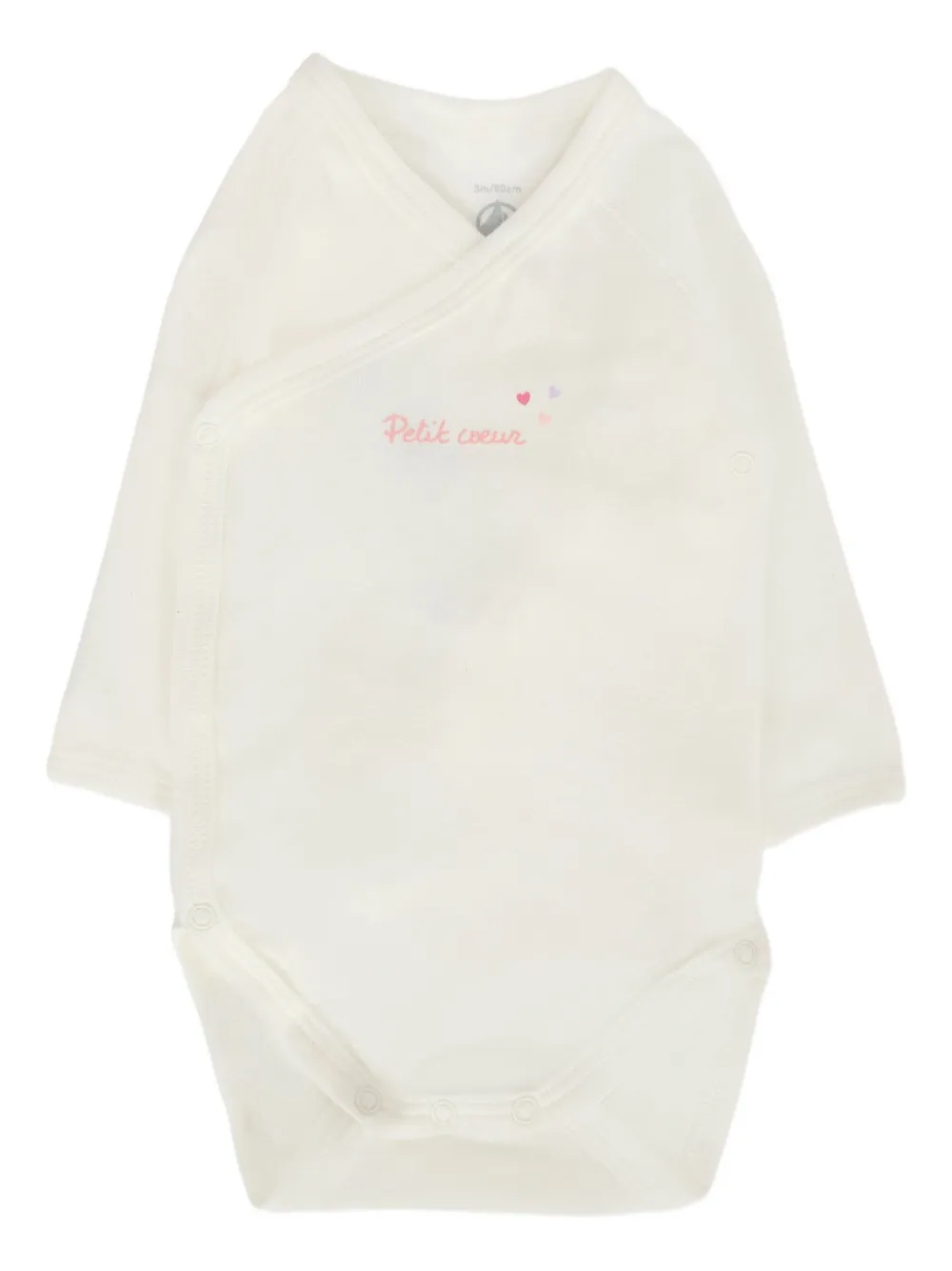 Petit Bateau wrap-neck heart-print bodies (pack of three) Roze