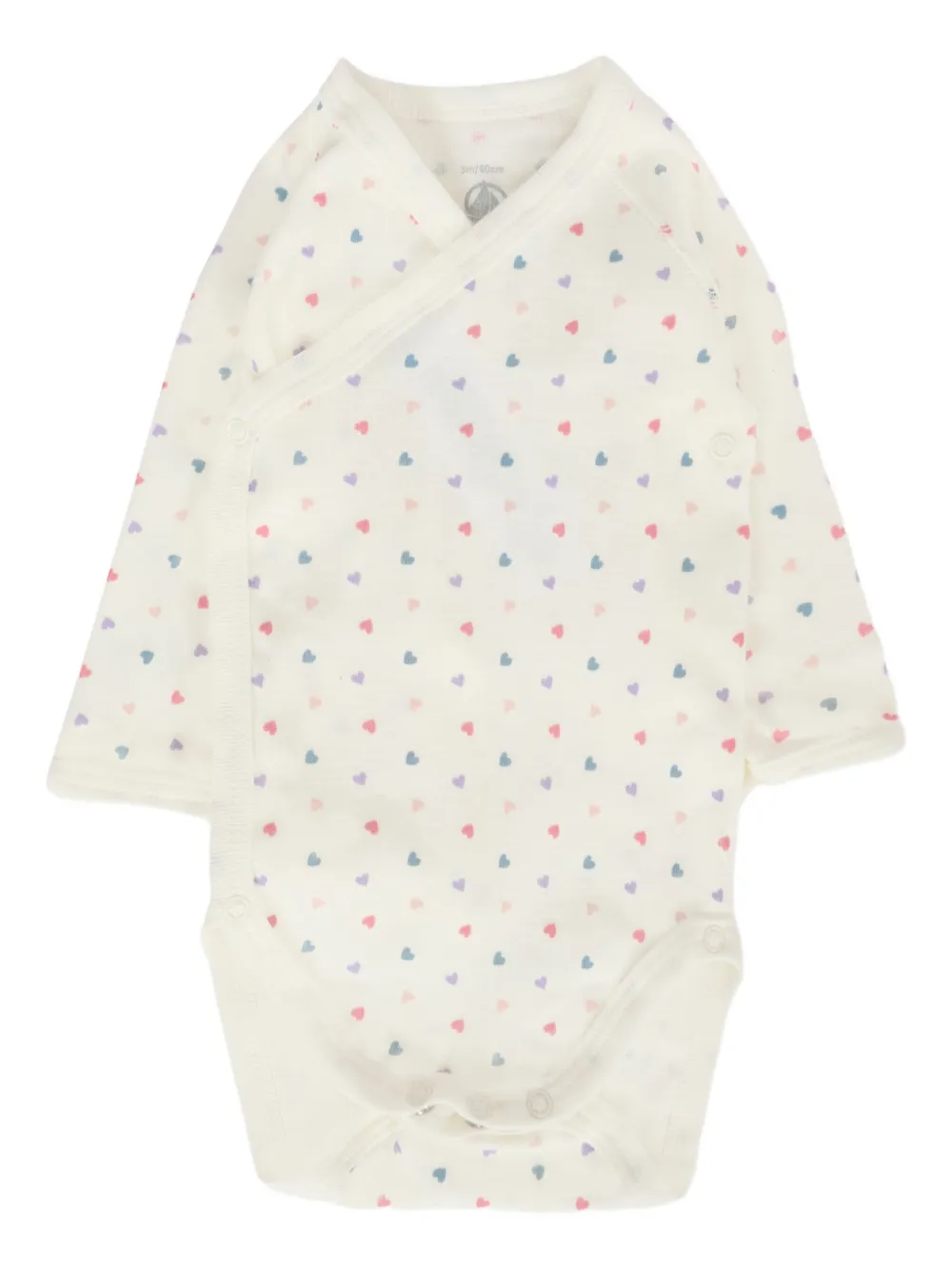 Petit Bateau wrap-neck heart-print bodies (pack of three) Roze