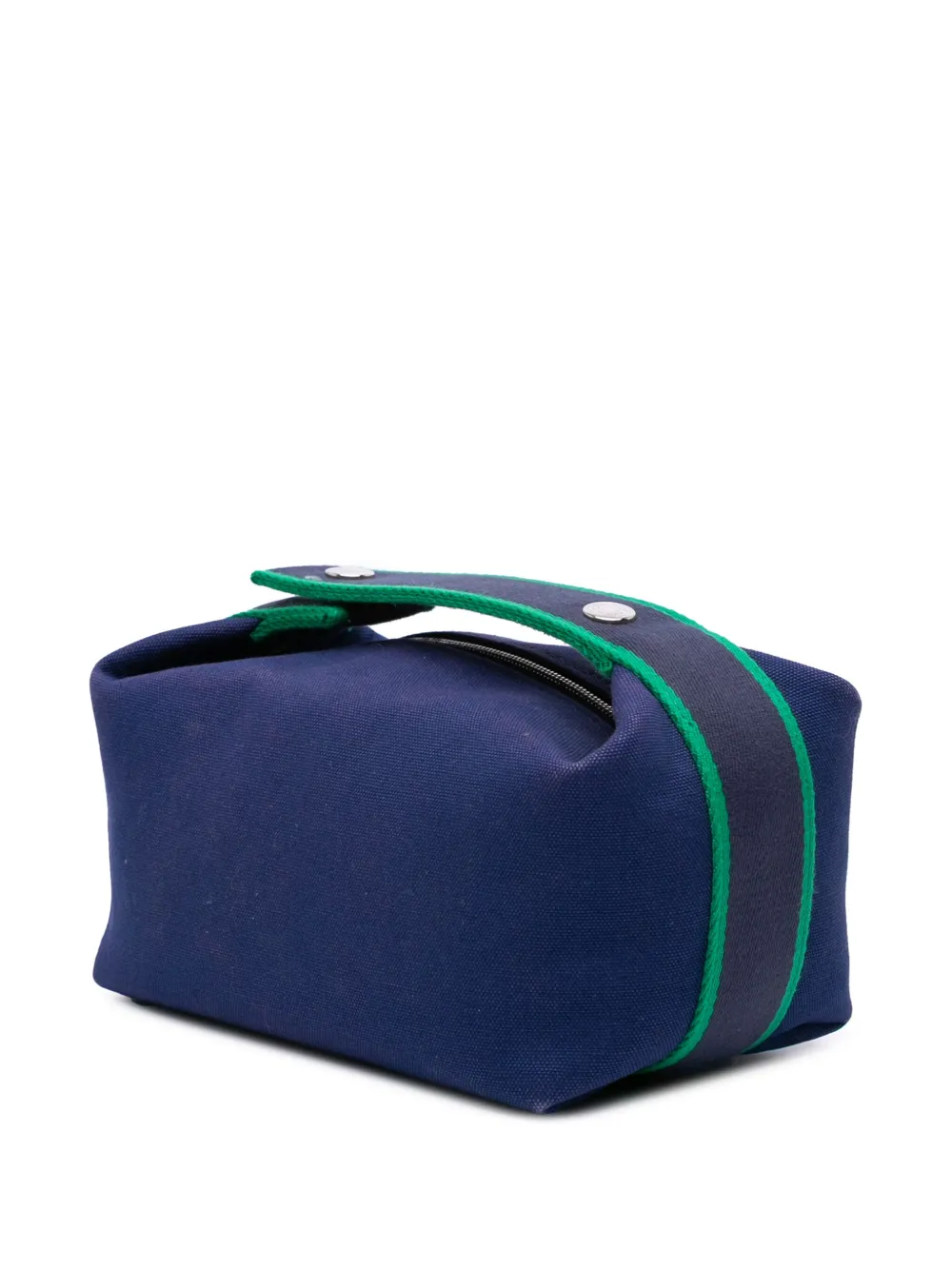 Pre-owned Hermes 2010-2025 Small Canvas Bride A Brac Case Vanity Bag In Blue