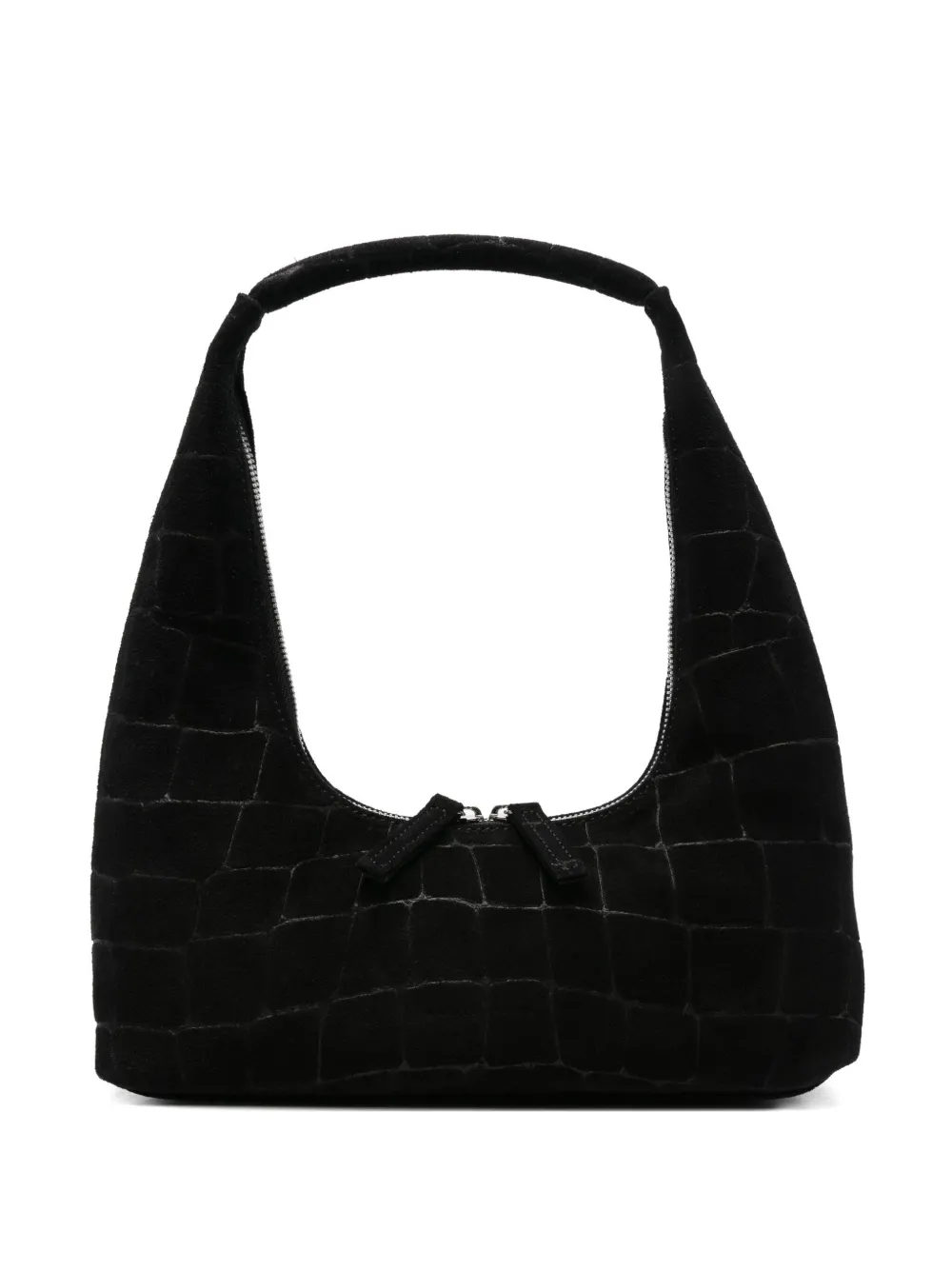 crocodile-effect suede tote bag