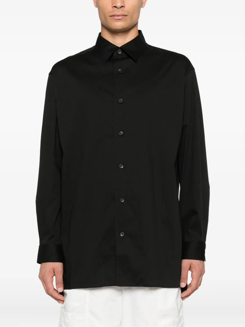 Y-3 long-sleeve button-up shirt Zwart
