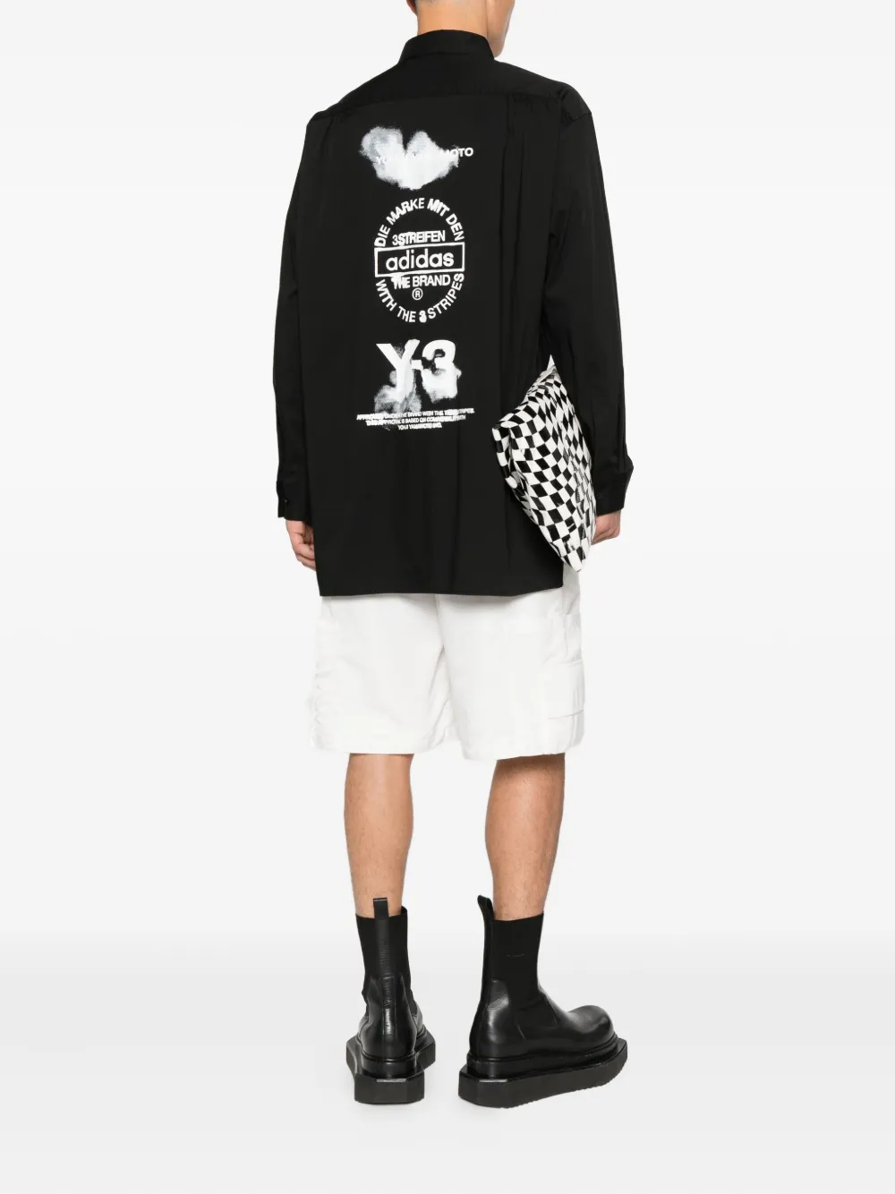 Y-3 long-sleeve button-up shirt Zwart
