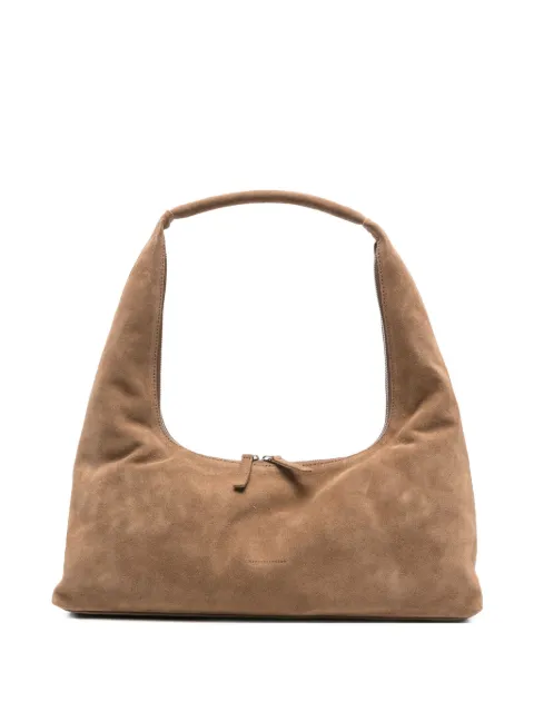 Marge Sherwood medium debossed-logo suede shoulder bag
