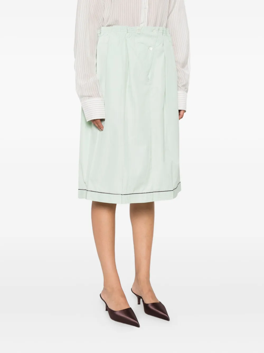 Prada Midi-rok met elastische taille en krijtstreep Groen