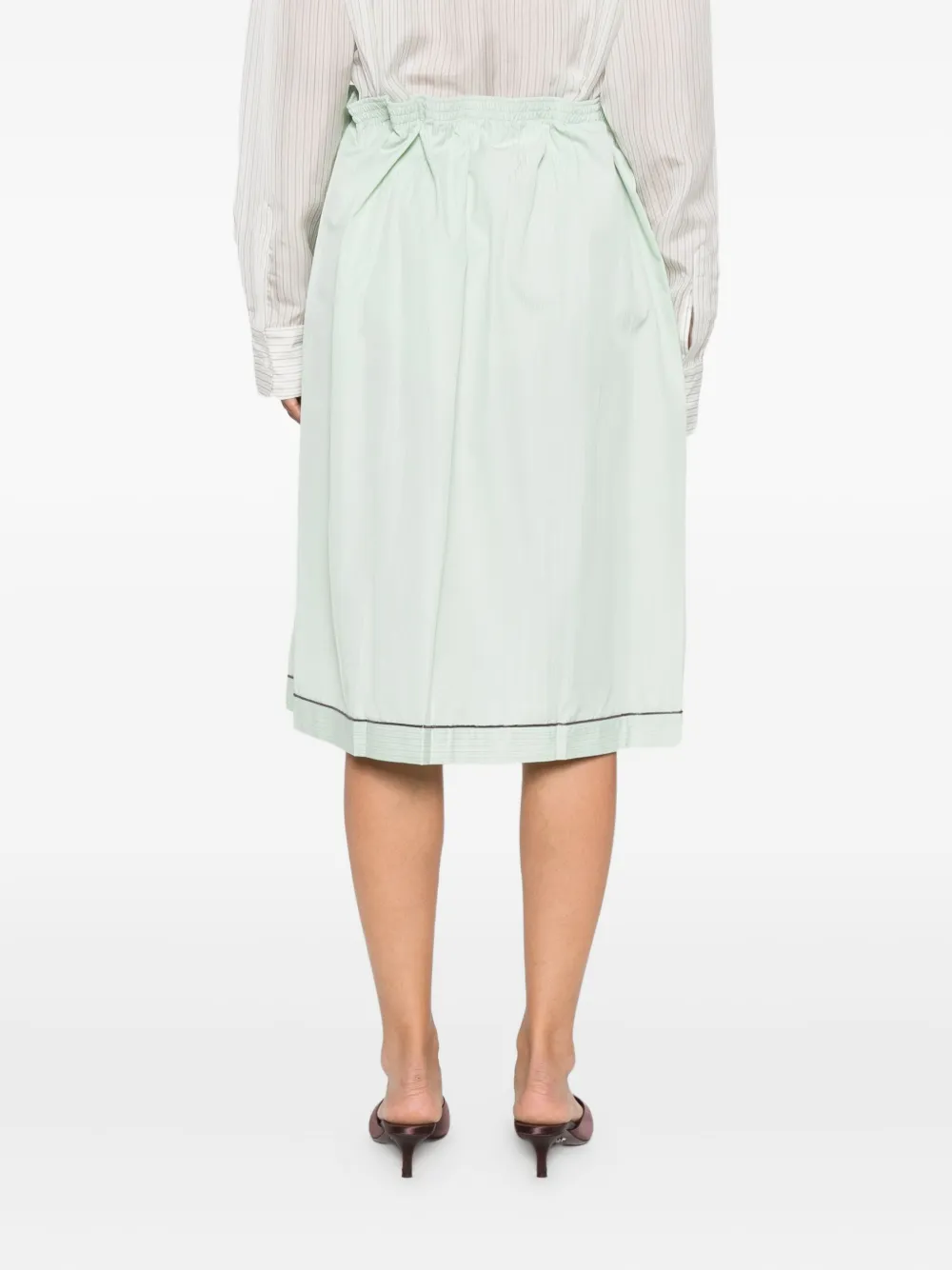Prada Midi-rok met elastische taille en krijtstreep Groen