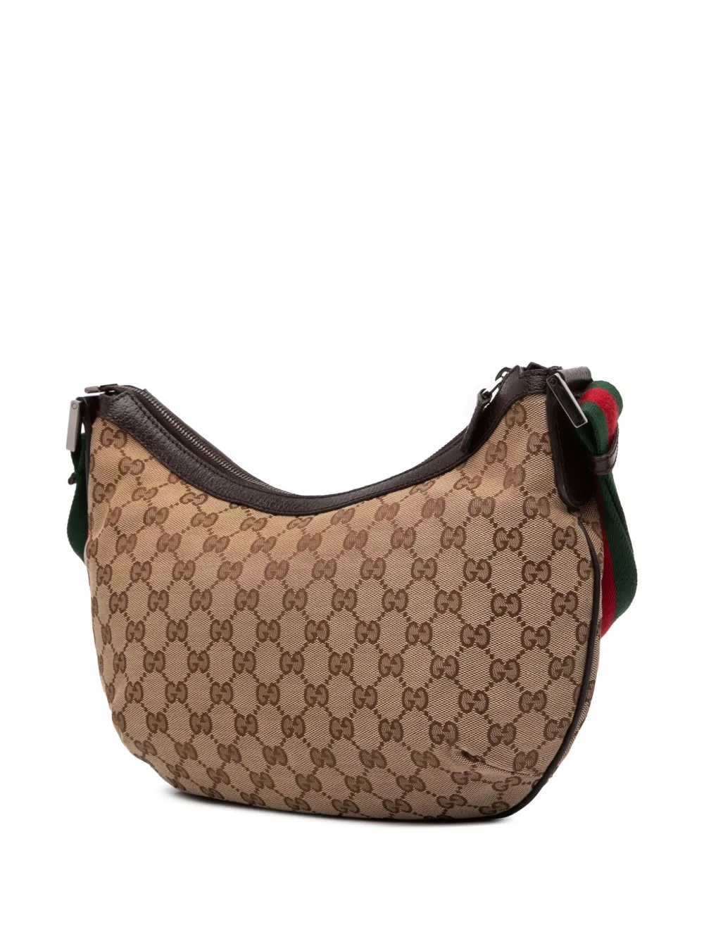 Pre-owned Gucci 2016-2025 Gg Canvas Web Crossbody Bag In Brown