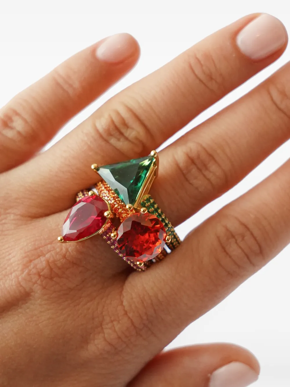 Izabel Display Mega Triangle ring - Grün
