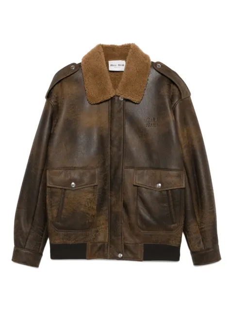 Miu Miu leather bomber jacket