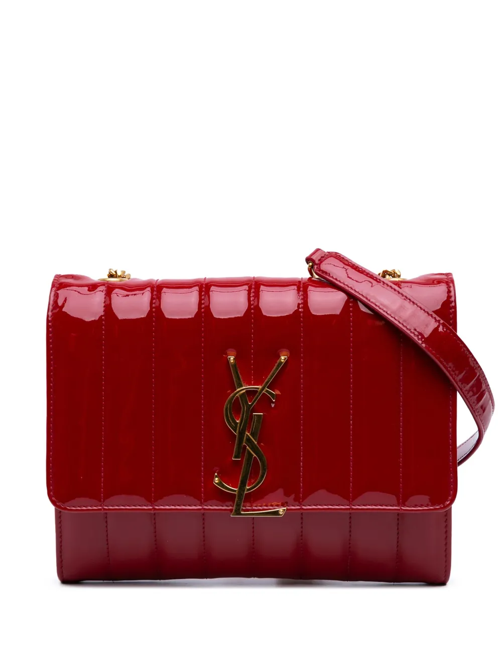Saint Laurent Pre-Owned 2018 マテラッセ エナメル モノグラム ヴィキ チェーン ウォレット ショルダーバッグ Saint Laurent Pre-Owned 2018 マテラッセ エナメル モノグラム ヴィキ チェーン ウォレット ショルダーバッグ