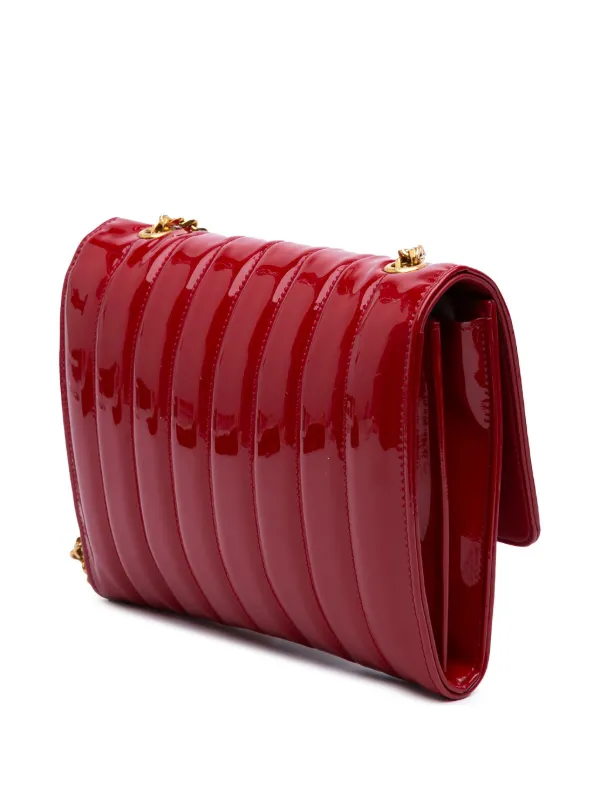 Saint Laurent Pre-Owned 2018 Matelasse Patent Monogram Vicky Chain Wallet  Crossbody Bag Red FARFETCH IN