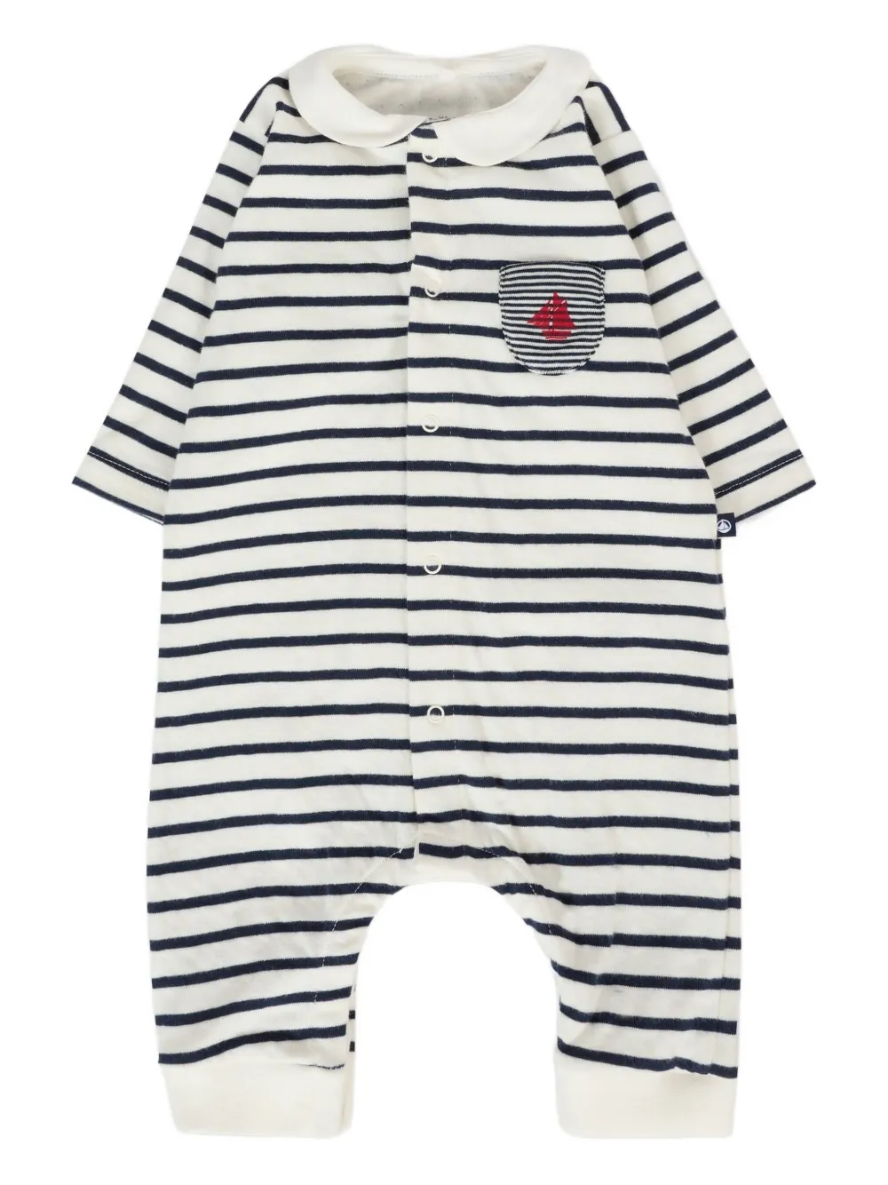 Petit Bateau Striped Romper In White