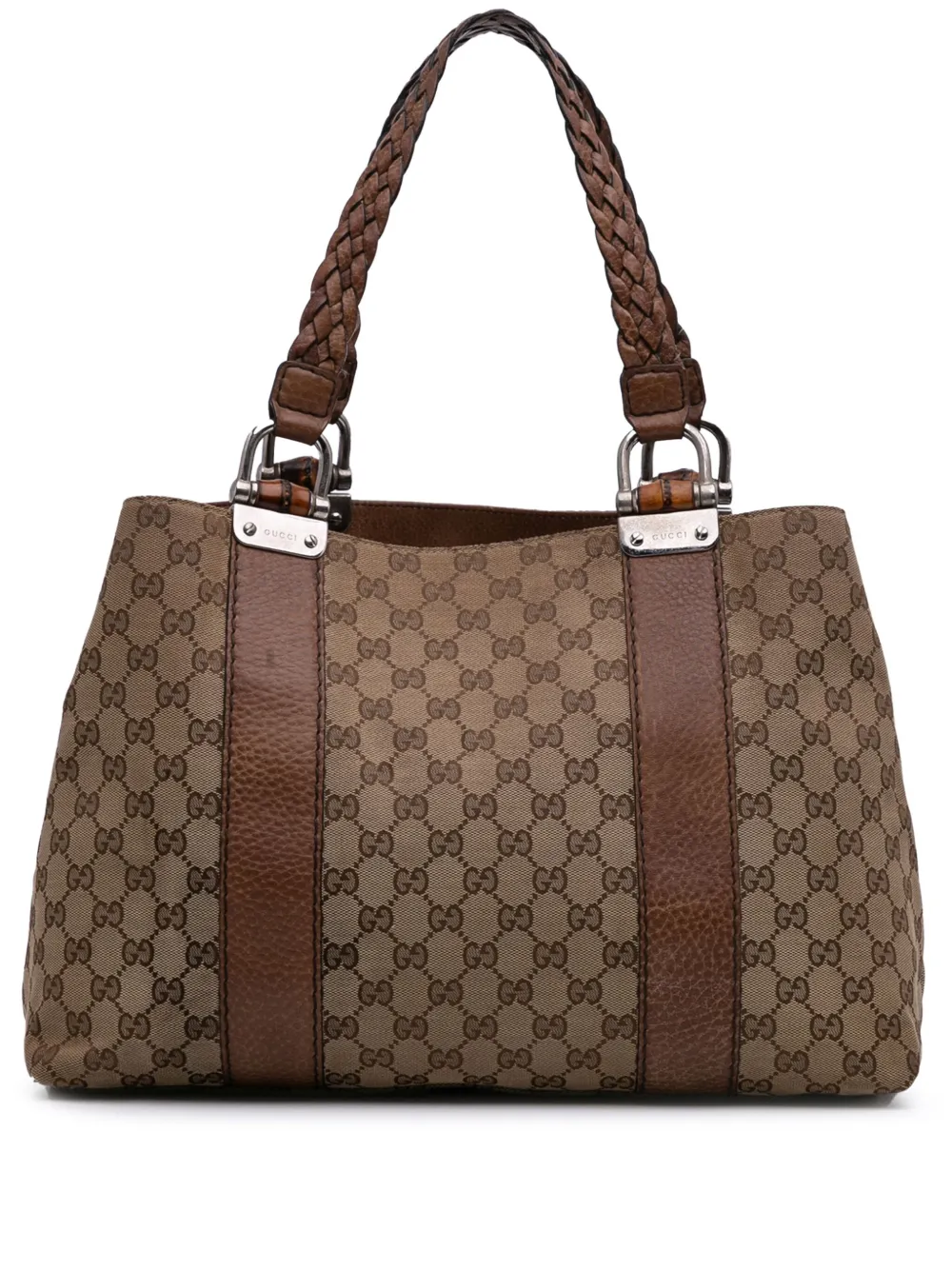 Gucci Pre-Owned 2016-2025 ミディアム GGキャンバス バンブー リベッチオ トートバッグ - ブラウン Gucci Pre-Owned 2016-2025 ミディアム GGキャンバス バンブー リベッチオ トートバッグ - ブラウン