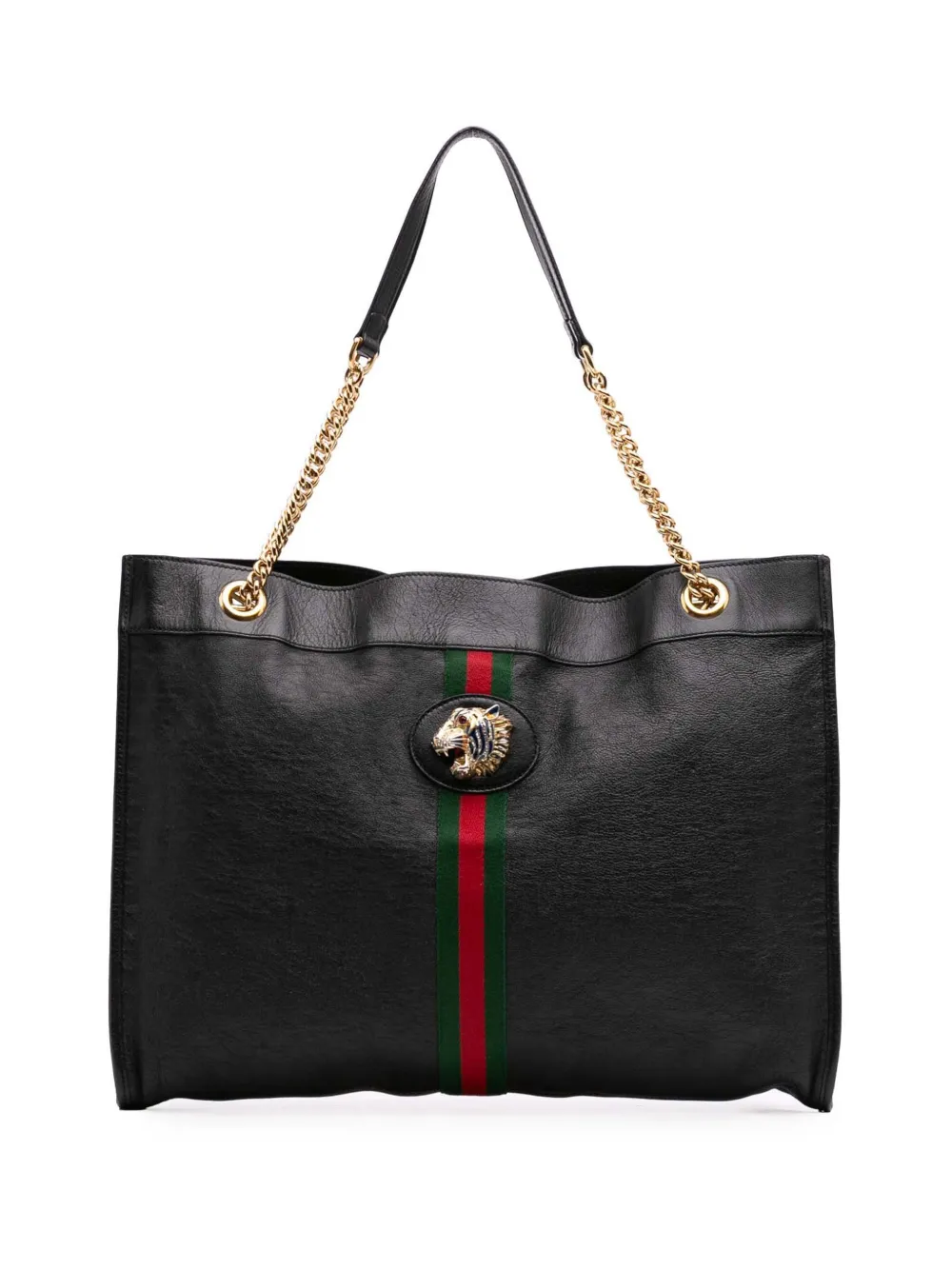 Gucci Pre-Owned 2016-2025 Large Web Leather Rajah tote bag - ブラック Gucci Pre-Owned 2016-2025 Large Web Leather Rajah tote bag - ブラック