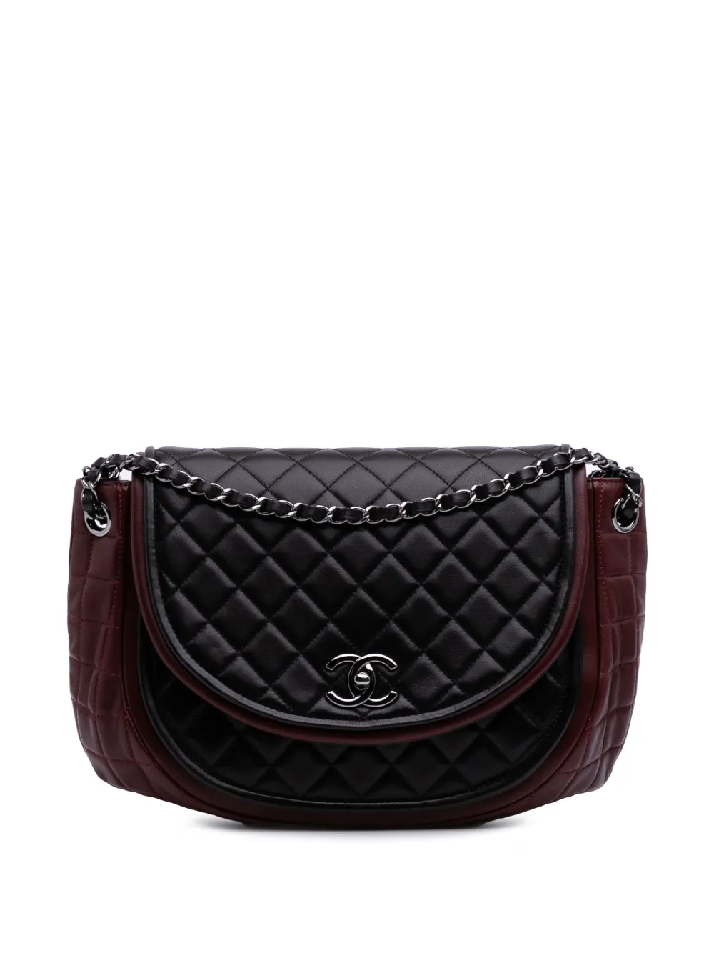 CHANEL Pre-Owned 2013-2014 Bicolor Quilted Lambskin Twist Crescent CHANEL Pre-Owned 2013-2014 Bicolor Quilted Lambskin Twist Crescent