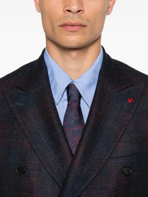 Isaia チェック シングルジャケット | ブルー | FARFETCH JP